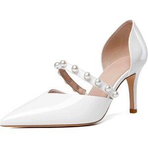 NWT Ribongz Women’s Wedding Bridal Shoes White Heels Pumps- Size 9